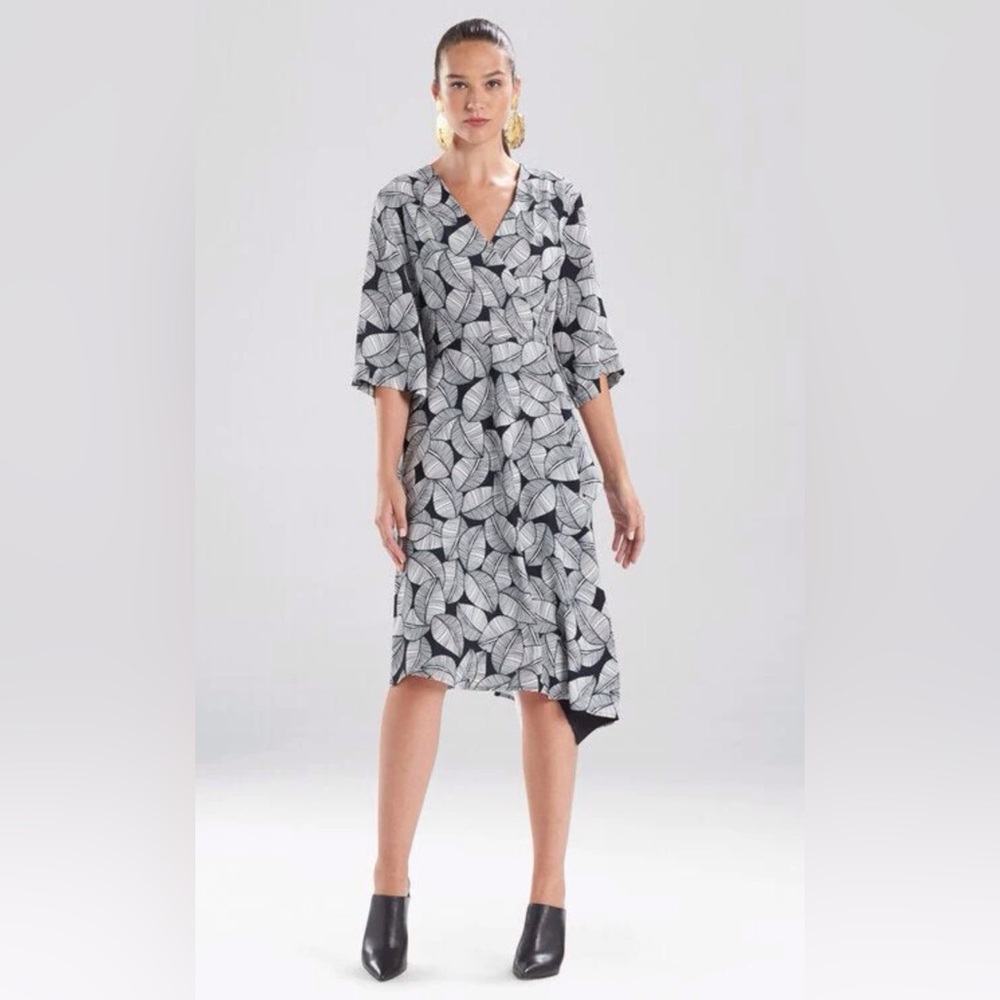 Natori Women’s Leaves Of Paradise Wrap Dress -‎ Black Size 6